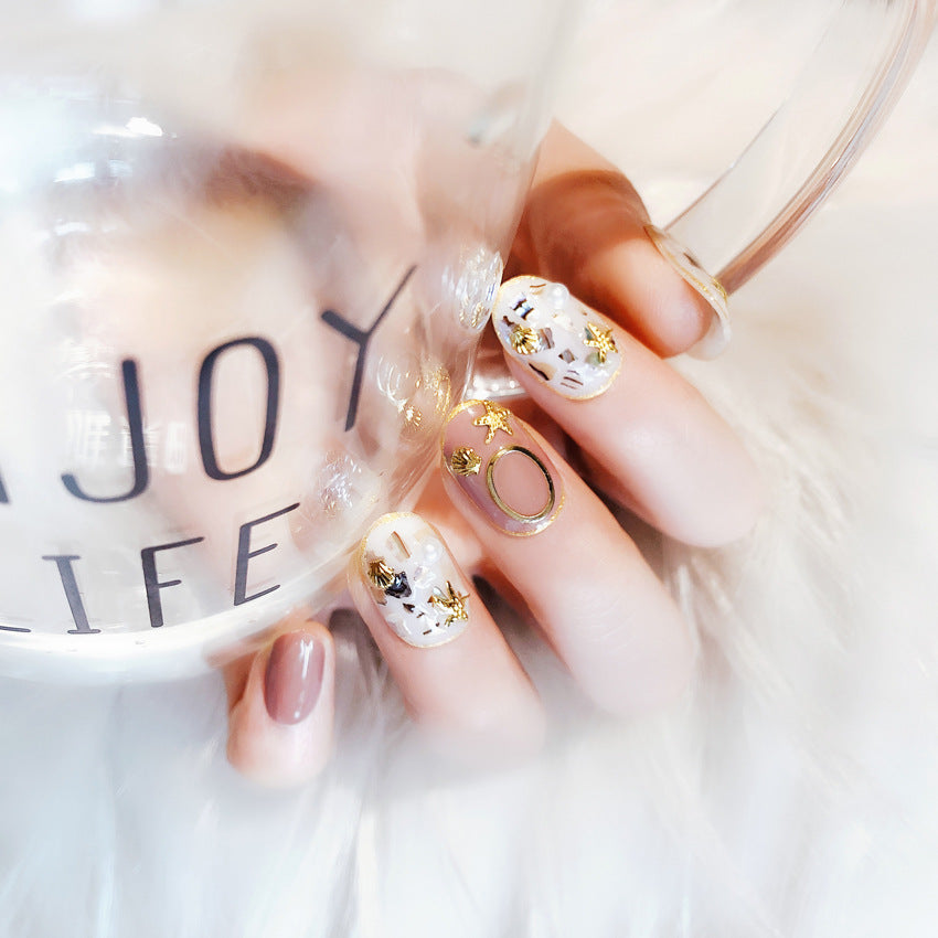 Fashion  nail Finished Nail Beauty Internet Celebrity Same Wear Armor Shell Fake Nails Sequins Nail Stickers UV Nail L65