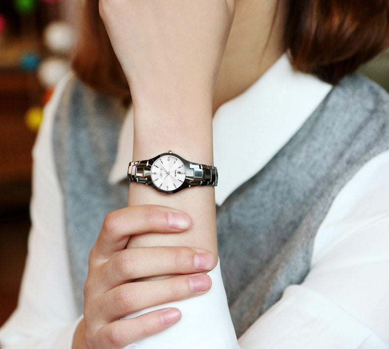 Fashion women's watchOnline Hot Sale Genuine Goods Watch Women's Men's Watch Tungsten Steel Color Men's Quartz Calendar Watch Women's Couple Student's Watch