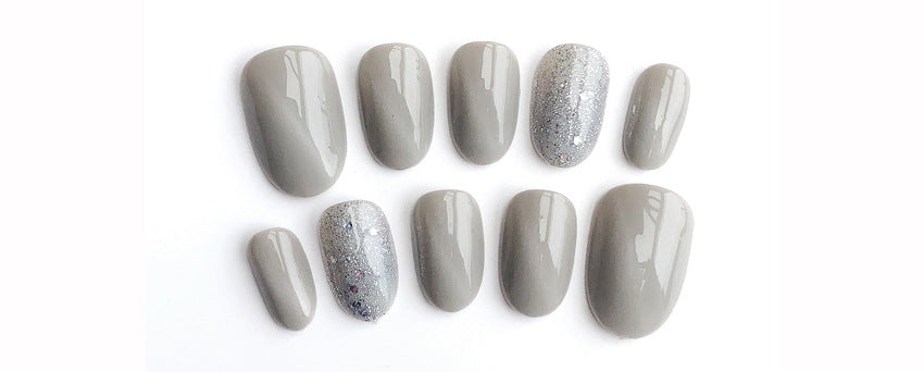 Fashion  nail Finished Nail Beauty Fake Nails Nail Patch Popular INS Gray Nail Stickers UV Nail L70