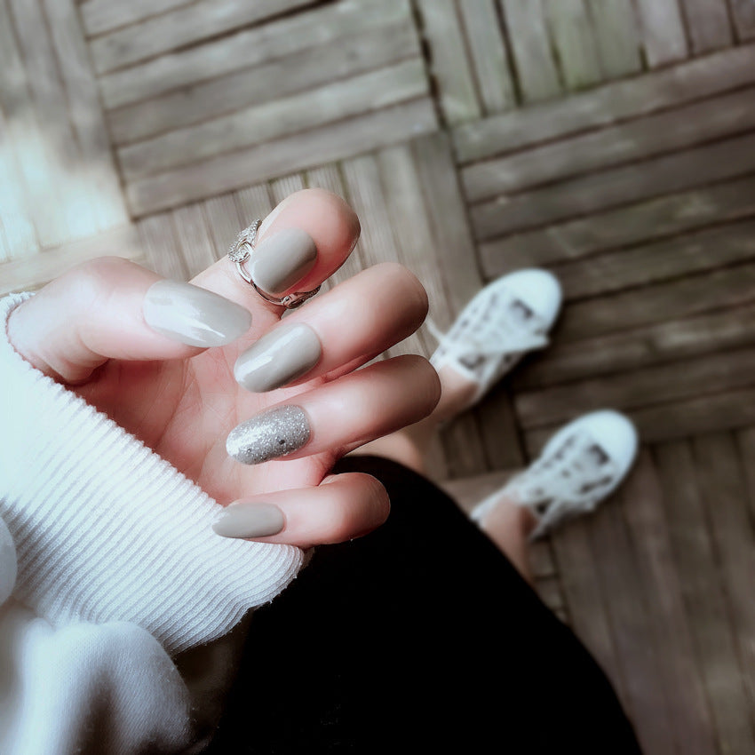 Fashion  nail Finished Nail Beauty Fake Nails Nail Patch Popular INS Gray Nail Stickers UV Nail L70
