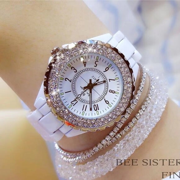 Fashion women's watchNew Arrival Hot Sale Women's Diamond Ceramic Watch Personality Digital Surface Women's Casual Fashion Trends Quartz Watch