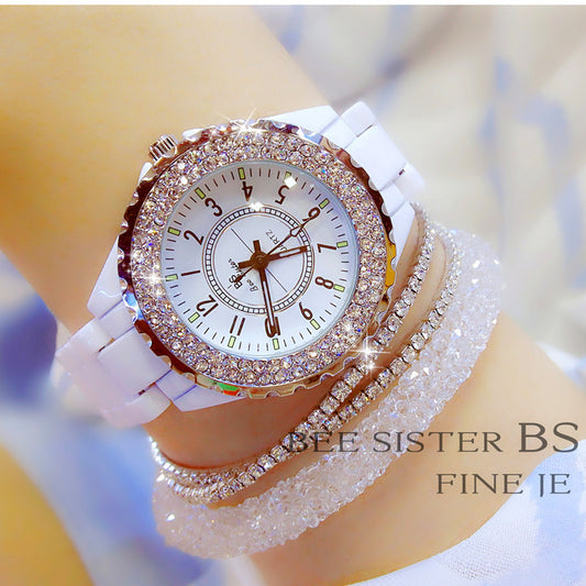 Fashion women's watchNew Arrival Hot Sale Women's Diamond Ceramic Watch Personality Digital Surface Women's Casual Fashion Trends Quartz Watch