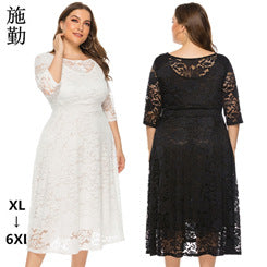 Fashion women's wear 2024  plus Size Women's Clothing New   Cross Border Foreign Trade Lace Fishtail Evening Dress Dress Sq0208