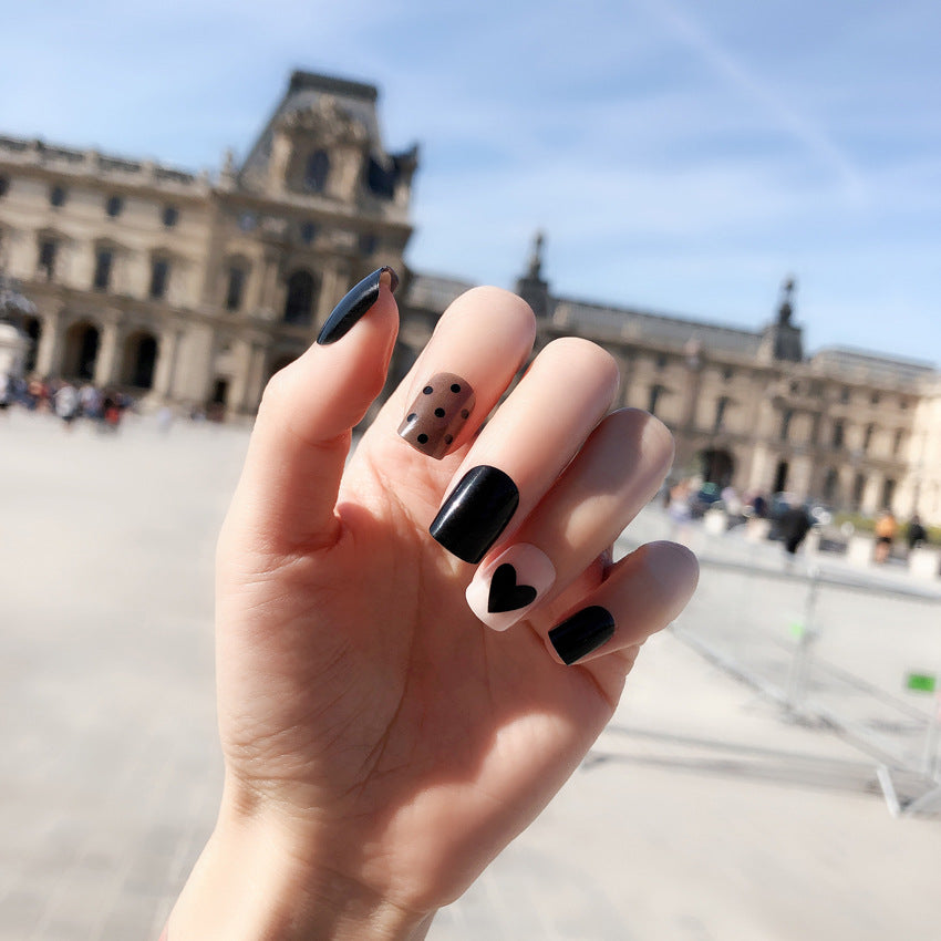 Fashion  nail Finished Nail Beauty Internet Celebrity Same Ins Love Fake Nails Sequins Nail Stickers S64 Wear Nail Patch