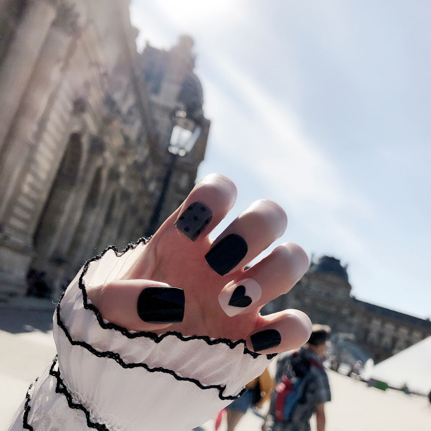 Fashion  nail Finished Nail Beauty Internet Celebrity Same Ins Love Fake Nails Sequins Nail Stickers S64 Wear Nail Patch