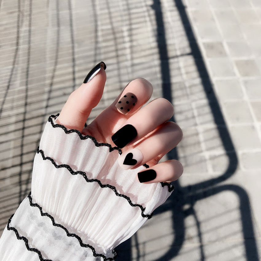 Fashion  nail Finished Nail Beauty Internet Celebrity Same Ins Love Fake Nails Sequins Nail Stickers S64 Wear Nail Patch