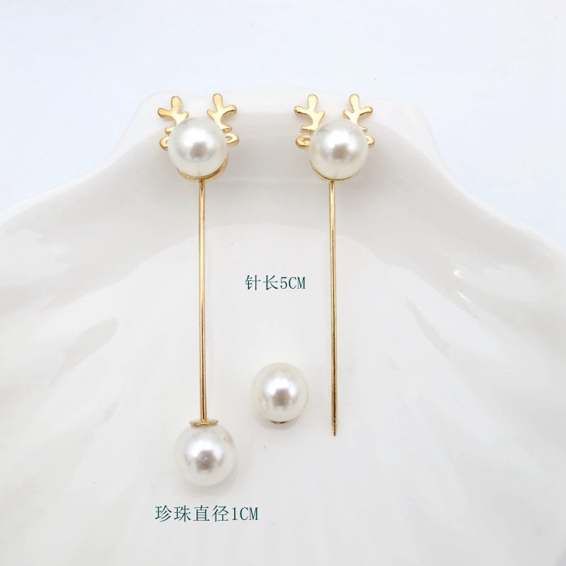 配饰胸针防走光珍珠胸针 女一字高档胸花别针蝴蝶插针丝巾扣 裙口收腰神器