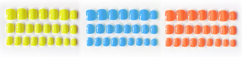 Fashion  nail Finished Nail Beauty Internet Celebrity Same Ins Luminous Solid Color Short Fake Nails Nail Stickers Phototherapy L72