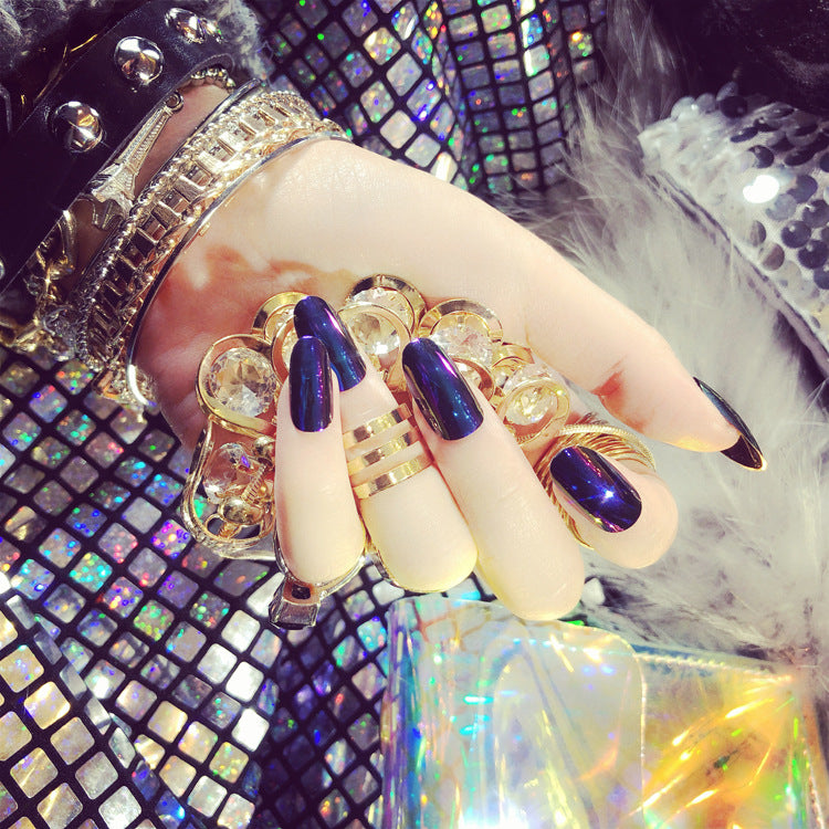 Fashion  nail Wearable Fake Nails Bright Color Fake Nail Patch Nail Beauty Dream Color Light Changing Mirror False Nails 24 Pieces Collection