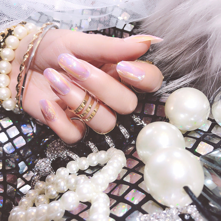 Fashion  nail Wearable Fake Nails Bright Color Fake Nail Patch Nail Beauty Dream Color Light Changing Mirror False Nails 24 Pieces Collection