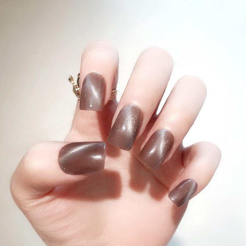 Fashion  nail Finished Nail Beauty Internet Celebrity Same Ins Cat Eye Fake Nails Nail Stickers UV Nail L10