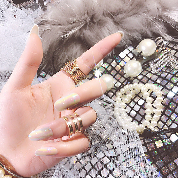 Fashion  nail Wearable Fake Nails Bright Color Fake Nail Patch Nail Beauty Dream Color Light Changing Mirror False Nails 24 Pieces Collection
