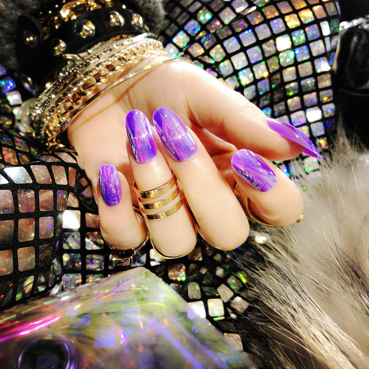 Fashion  nail Wearable Fake Nails Bright Color Fake Nail Patch Nail Beauty Dream Color Light Changing Mirror False Nails 24 Pieces Collection