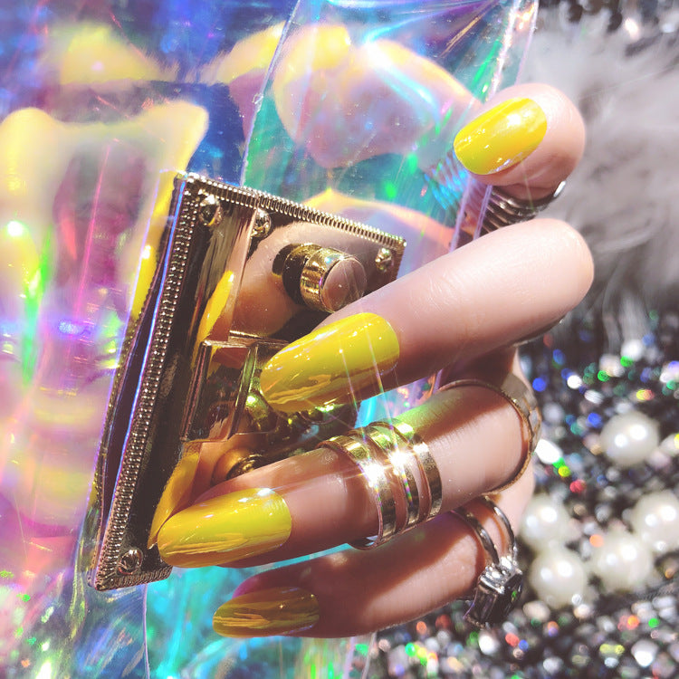 Fashion  nail Wearable Fake Nails Bright Color Fake Nail Patch Nail Beauty Dream Color Light Changing Mirror False Nails 24 Pieces Collection