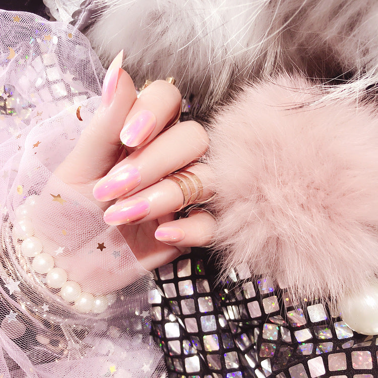 Fashion  nail Wearable Fake Nails Bright Color Fake Nail Patch Nail Beauty Dream Color Light Changing Mirror False Nails 24 Pieces Collection