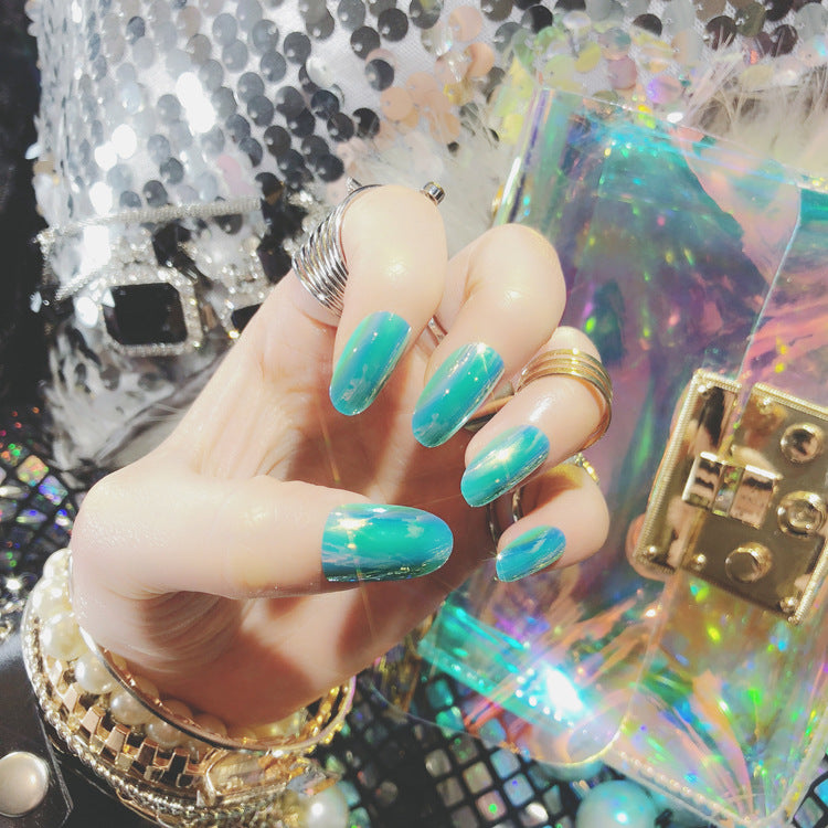 Fashion  nail Wearable Fake Nails Bright Color Fake Nail Patch Nail Beauty Dream Color Light Changing Mirror False Nails 24 Pieces Collection