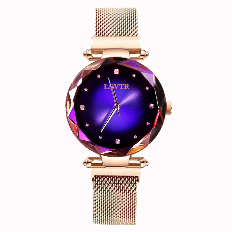 Fashion women's watchIn Stock Wholesale Women's Starry Quartz Watch Lazy Watch Magnet Strap Magnet Watch