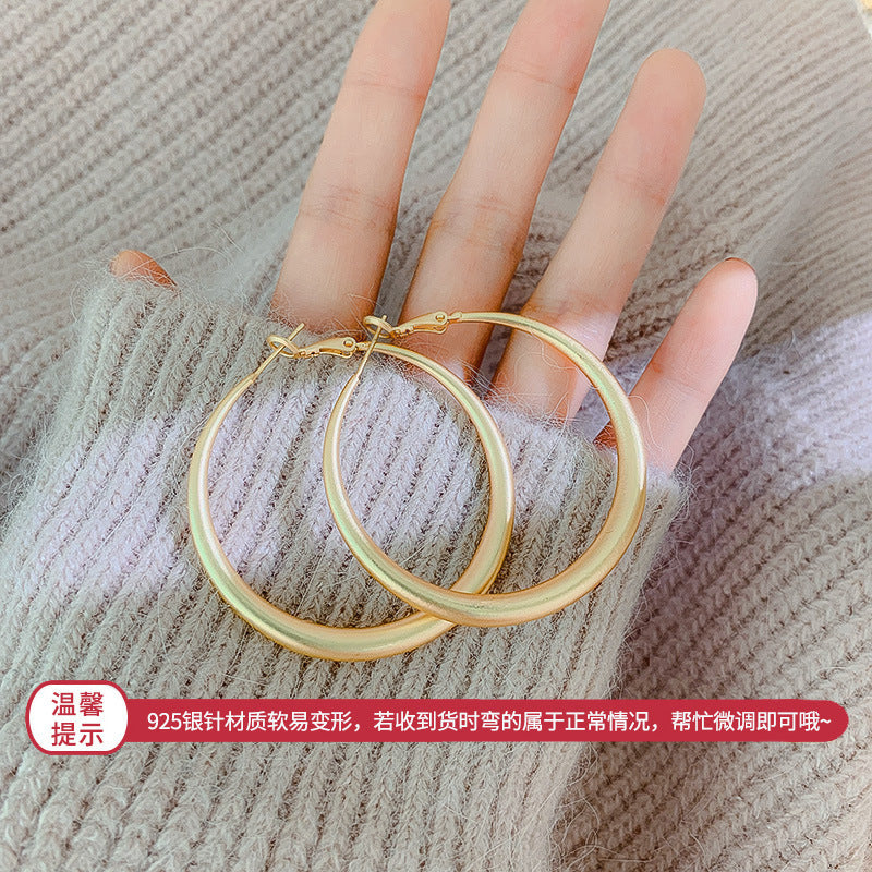 925银针金属耳环不规则圆圈几何耳钉女欧美夸张复古冷淡风潮耳饰