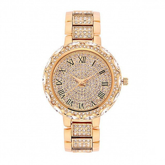 Fashion women's watchForeign Trade Starry Rhinestone Women's Bracelet Watch Women's Korean-Style Diamond-Embedded Roman Scale Alloy Steel Chain Women's Watch