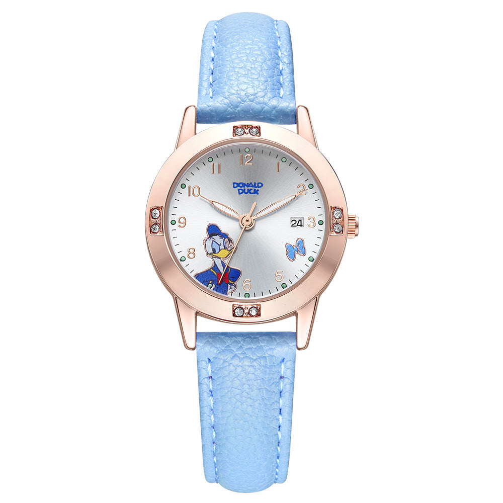 Fashion women's watchDisney Minnie Watch Donald Duck Fashion Trend Quartz Watch Middle School Student Belt Girl Children Women's Watch 188