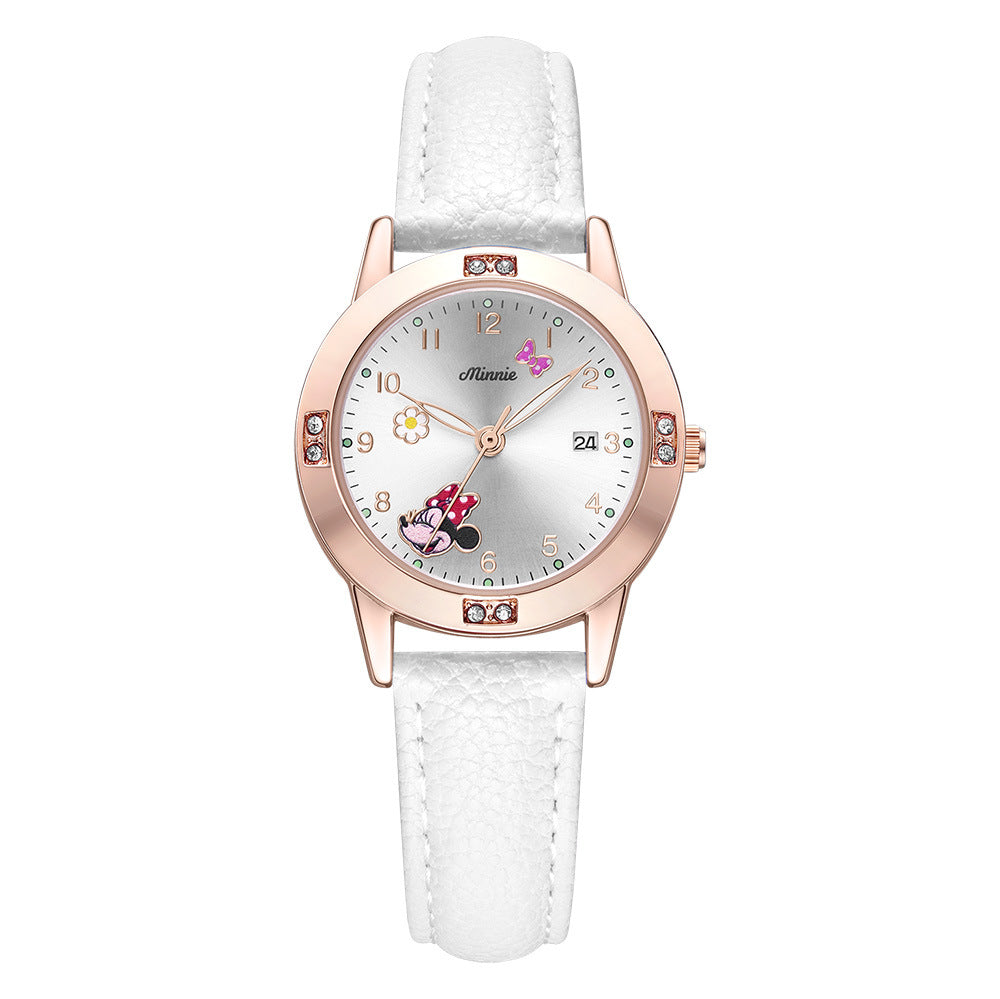 Fashion women's watchDisney Minnie Watch Donald Duck Fashion Trend Quartz Watch Middle School Student Belt Girl Children Women's Watch 188