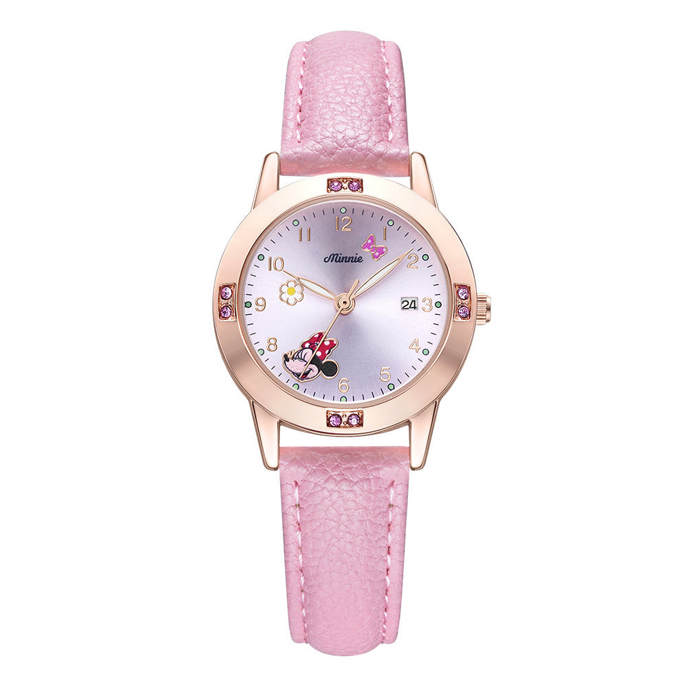Fashion women's watchDisney Minnie Watch Donald Duck Fashion Trend Quartz Watch Middle School Student Belt Girl Children Women's Watch 188