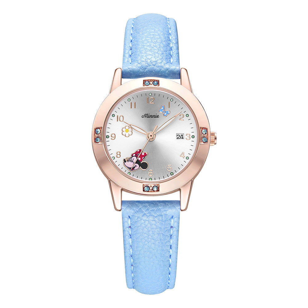 Fashion women's watchDisney Minnie Watch Donald Duck Fashion Trend Quartz Watch Middle School Student Belt Girl Children Women's Watch 188