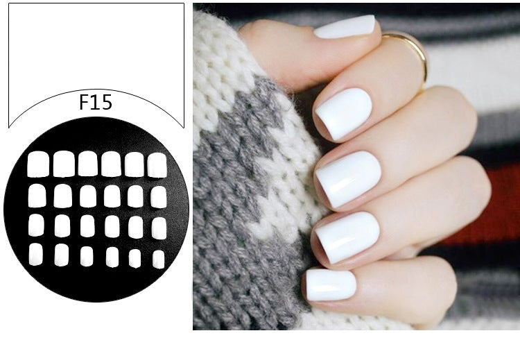 Fashion  nail Tina 24 Pieces Finished Nail Beauty Solid Color Fake Nail Patch Short Detachable Square Head Multi-Color Collection F Series