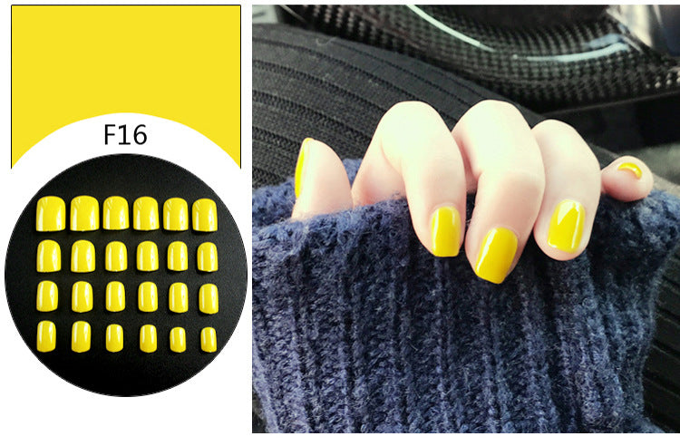 Fashion  nail Tina 24 Pieces Finished Nail Beauty Solid Color Fake Nail Patch Short Detachable Square Head Multi-Color Collection F Series