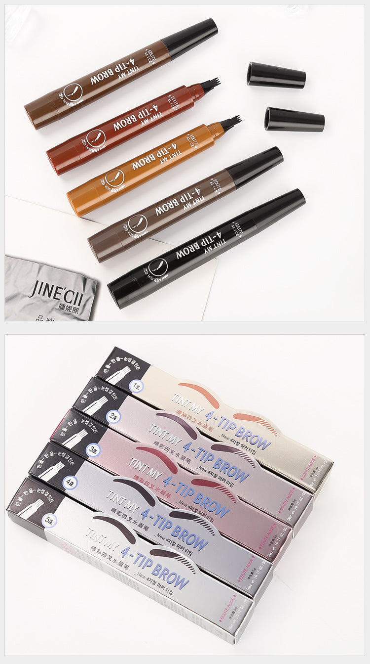 Amazing magic miniature four fork water eyebrow pencil simulation of the original eyebrow four fork liquid eyebrow pencil waterproof and sweat resistant