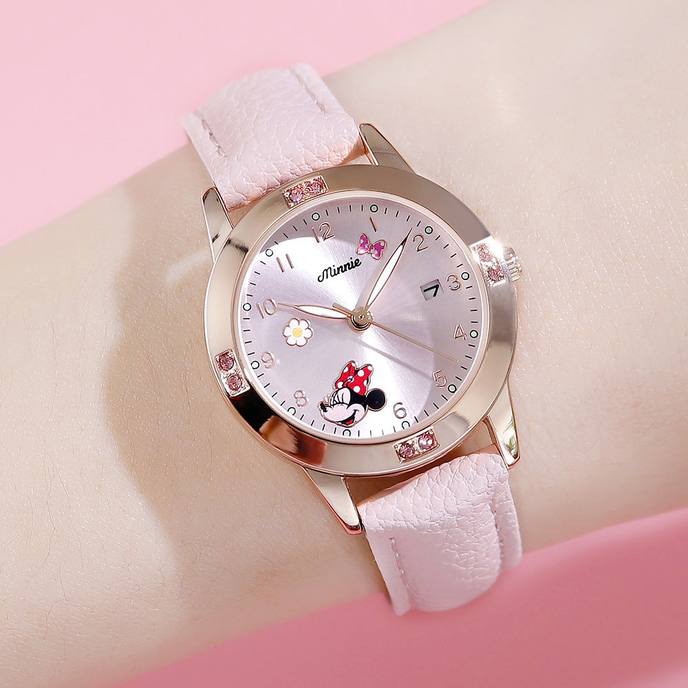 Fashion women's watchDisney Minnie Watch Donald Duck Fashion Trend Quartz Watch Middle School Student Belt Girl Children Women's Watch 188