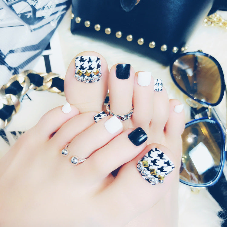 Fashion  nail Fake Nails Finished Nail Beauty Wear Nail Nail Stickers Finger Nail Sticker 24 Patch Pack Nail Shaped Piece J Collection