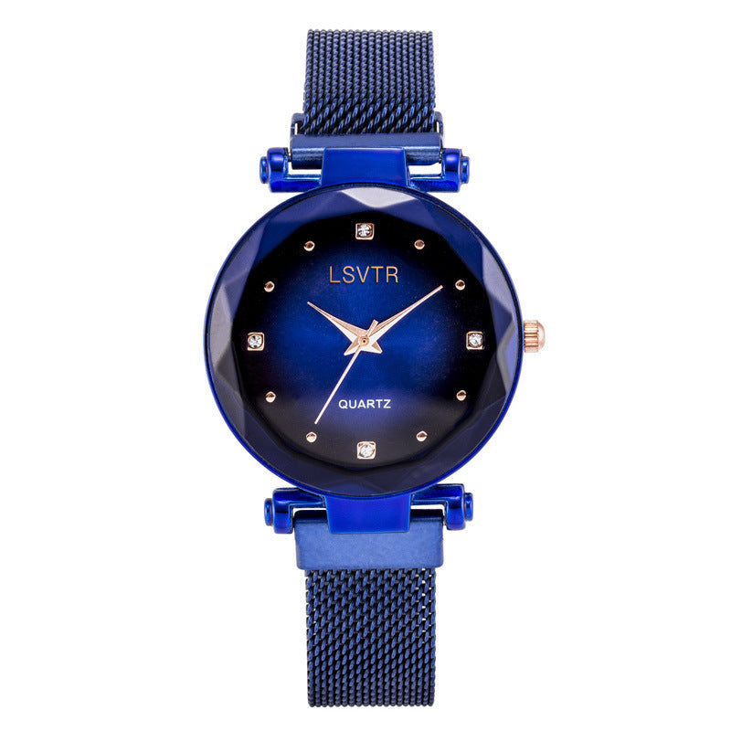 Fashion women's watchIn Stock Wholesale Women's Starry Quartz Watch Lazy Watch Magnet Strap Magnet Watch