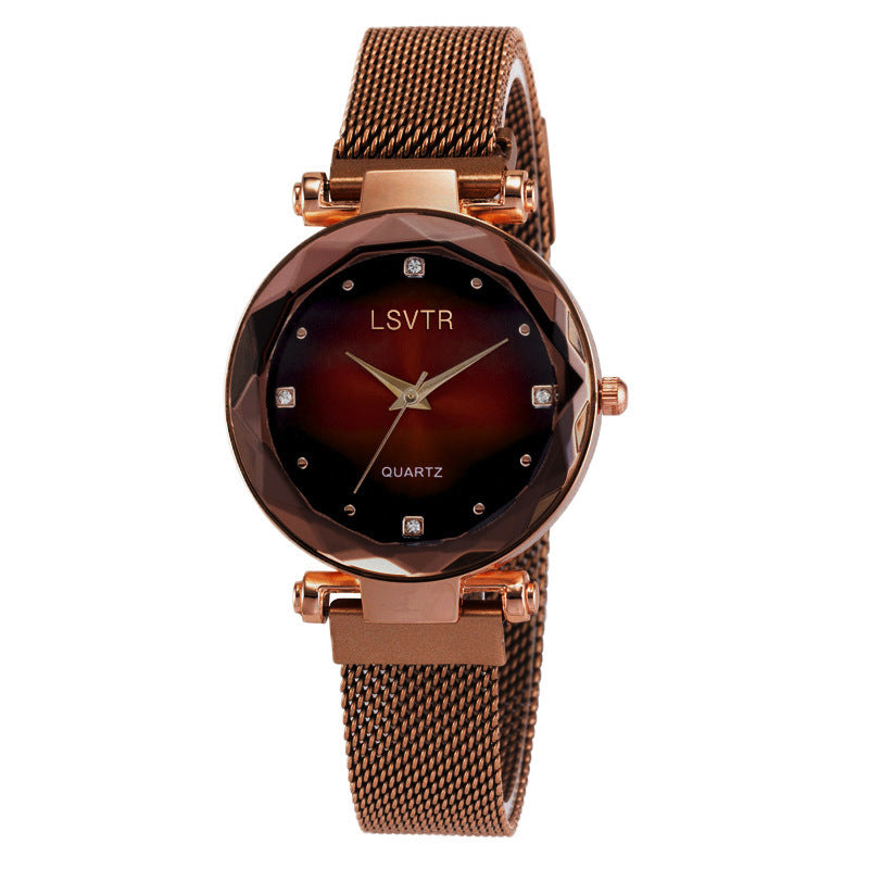 Fashion women's watchIn Stock Wholesale Women's Starry Quartz Watch Lazy Watch Magnet Strap Magnet Watch