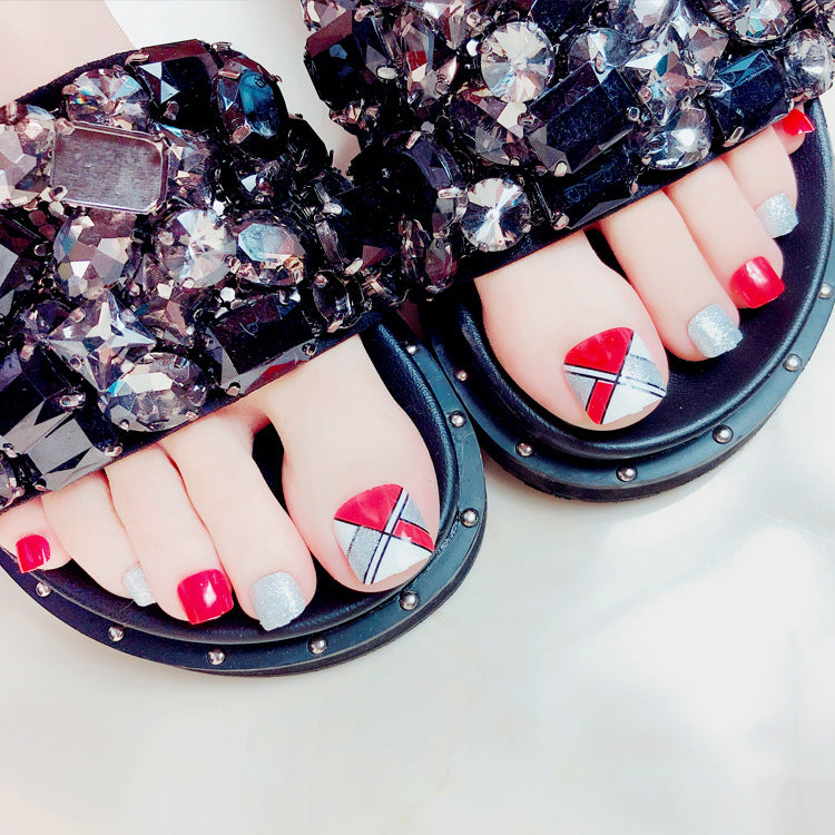 Fashion  nail Fake Nails Finished Nail Beauty Wear Nail Nail Stickers Finger Nail Sticker 24 Patch Pack Nail Shaped Piece J Collection