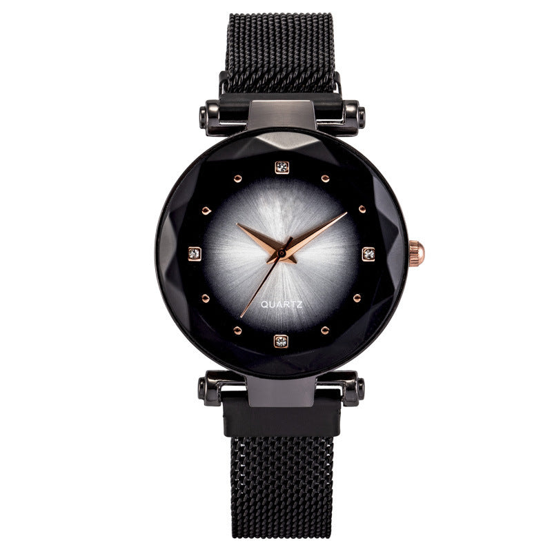 Fashion women's watchIn Stock Wholesale Women's Starry Quartz Watch Lazy Watch Magnet Strap Magnet Watch