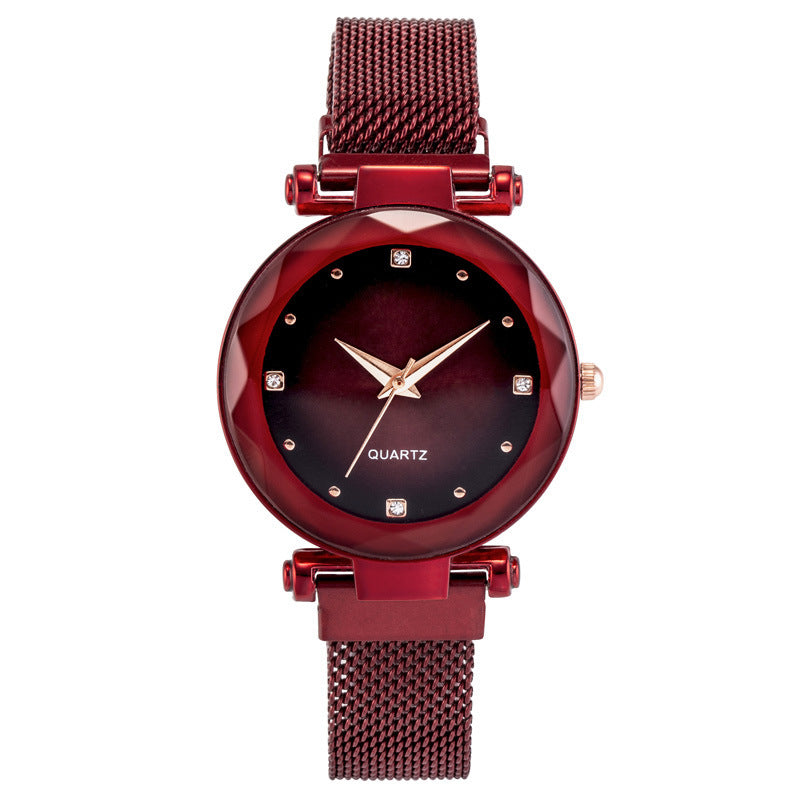 Fashion women's watchIn Stock Wholesale Women's Starry Quartz Watch Lazy Watch Magnet Strap Magnet Watch