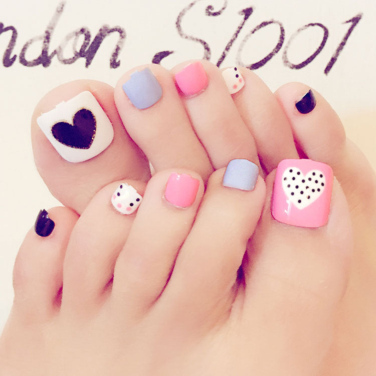 Fashion  nail Fake Nails Finished Nail Beauty Wear Nail Nail Stickers Finger Nail Sticker 24 Patch Pack Nail Shaped Piece J Collection