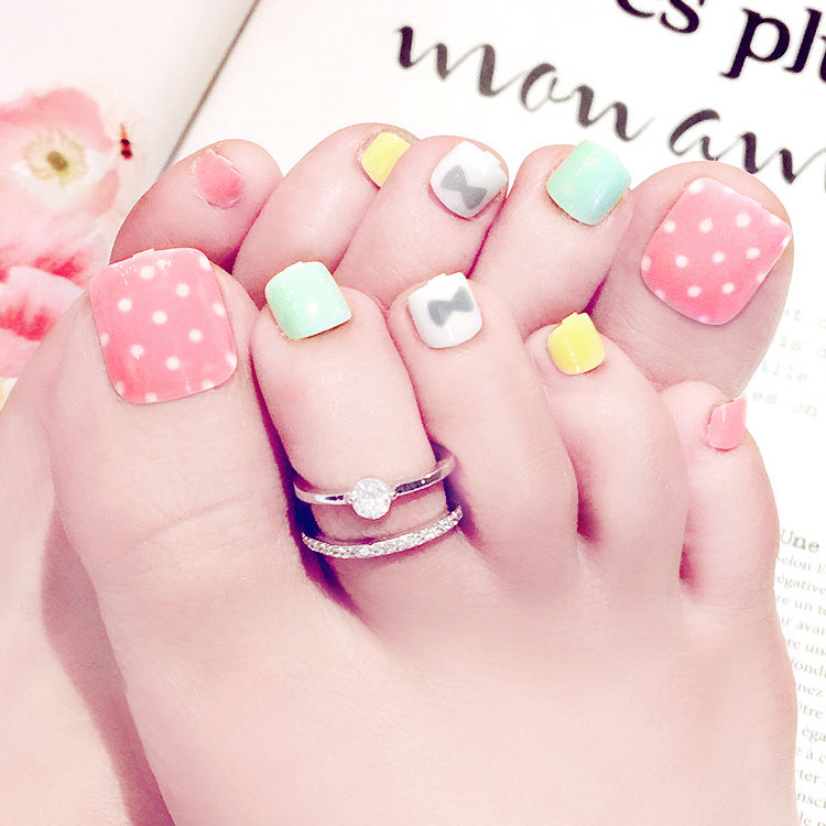 Fashion  nail Fake Nails Finished Nail Beauty Wear Nail Nail Stickers Finger Nail Sticker 24 Patch Pack Nail Shaped Piece J Collection