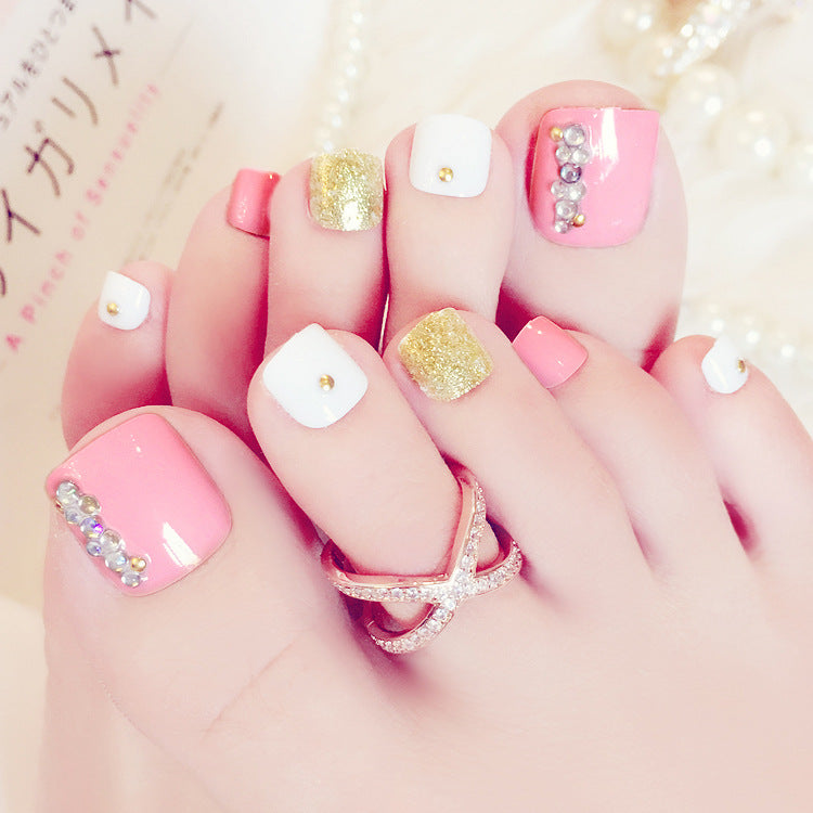 Fashion  nail Fake Nails Finished Nail Beauty Wear Nail Nail Stickers Finger Nail Sticker 24 Patch Pack Nail Shaped Piece J Collection