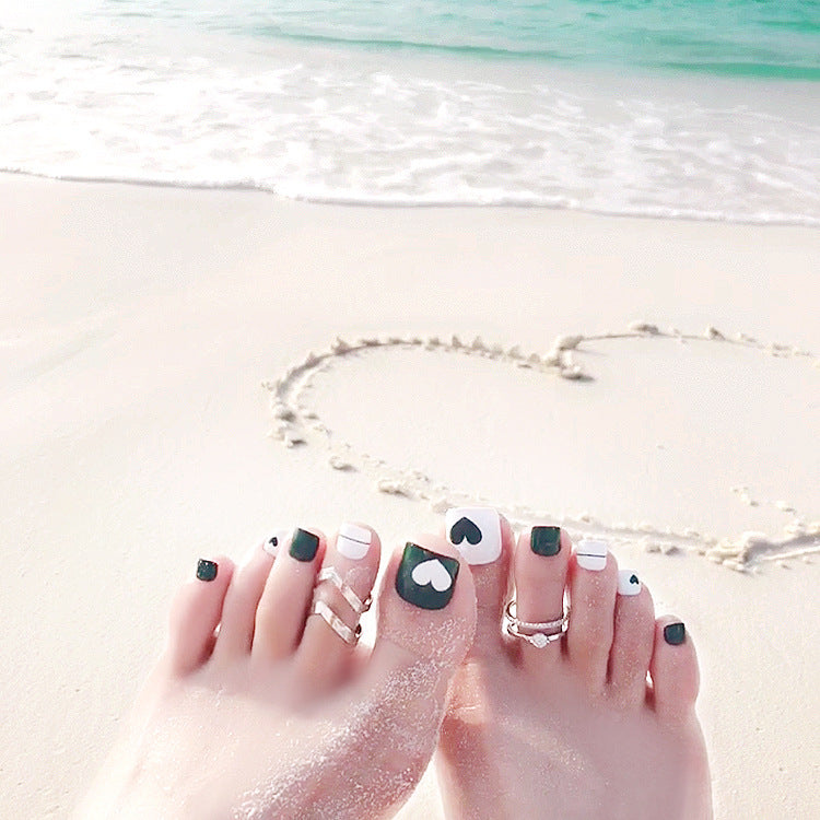 Fashion  nail Finished Nail Beauty Fake Nails Wearable Nail Removable Seaside Toenail Patch Nail Tip Finger Nail Tip J Collection 2