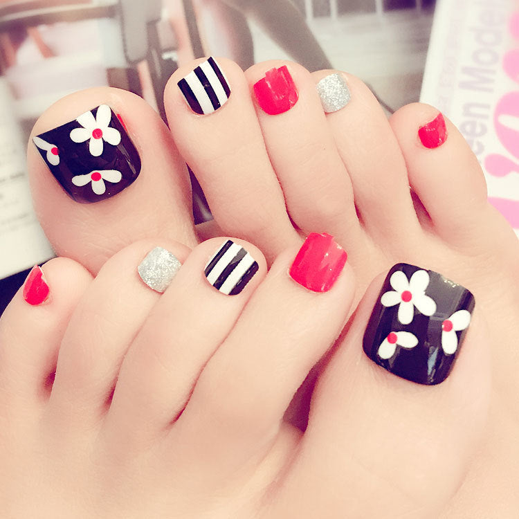 Fashion  nail Fake Nails Finished Nail Beauty Wear Nail Nail Stickers Finger Nail Sticker 24 Patch Pack Nail Shaped Piece J Collection