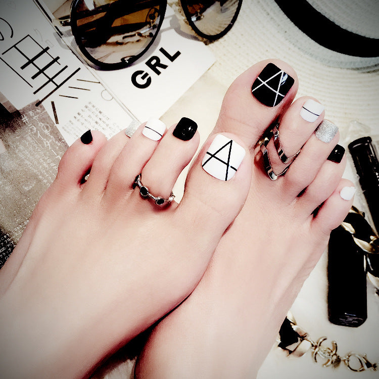 Fashion  nail Fake Nails Finished Nail Beauty Wear Nail Nail Stickers Finger Nail Sticker 24 Patch Pack Nail Shaped Piece J Collection