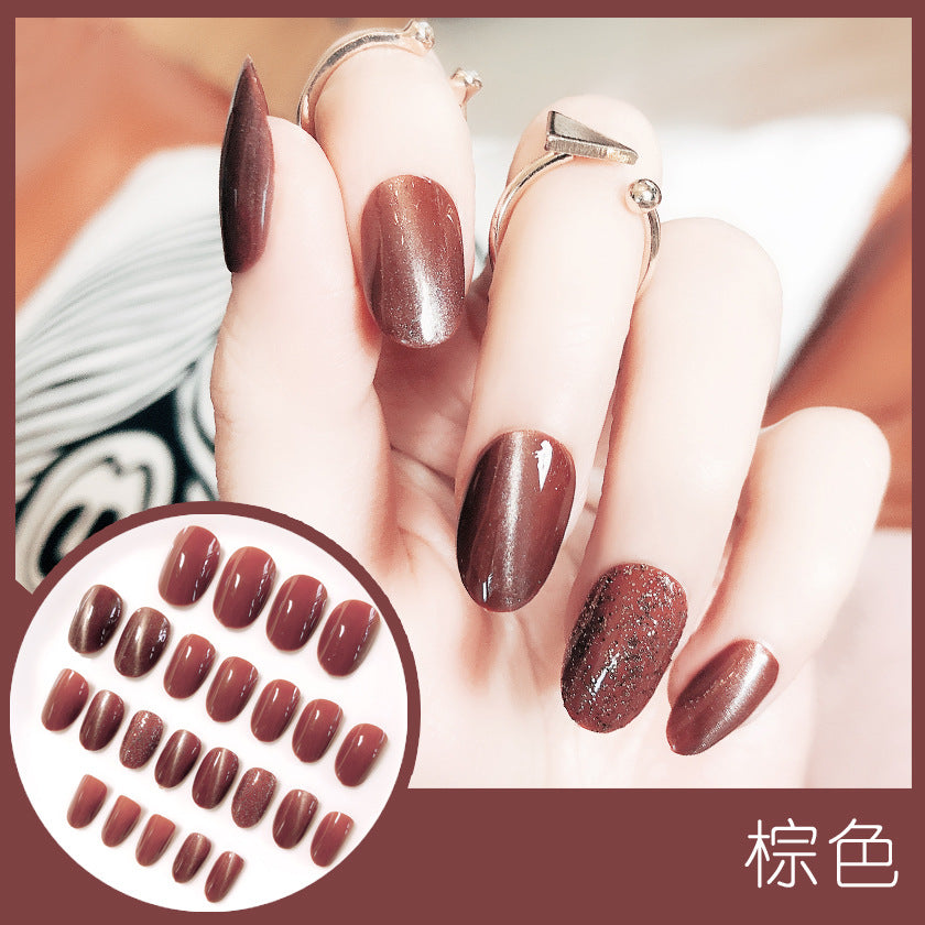 Fashion  nail Tina Finished Nail Beauty Fake Nails Nail Patch Popular Cat Eye Nail Stickers UV Nail L Cat Eye Nail Stickers