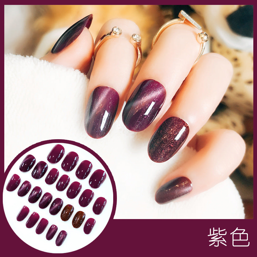 Fashion  nail Tina Finished Nail Beauty Fake Nails Nail Patch Popular Cat Eye Nail Stickers UV Nail L Cat Eye Nail Stickers