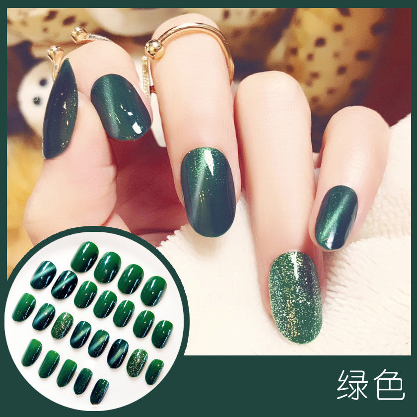 Fashion  nail Tina Finished Nail Beauty Fake Nails Nail Patch Popular Cat Eye Nail Stickers UV Nail L Cat Eye Nail Stickers