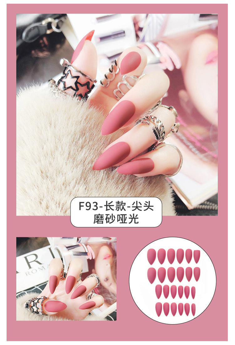 Fashion  nail Internet Celebrity Fake Nail Patch Wear Armor Finished Product Nail Tip Nail Stickers Disassembly Nail Patch Nail Stickers Solid Color Finger