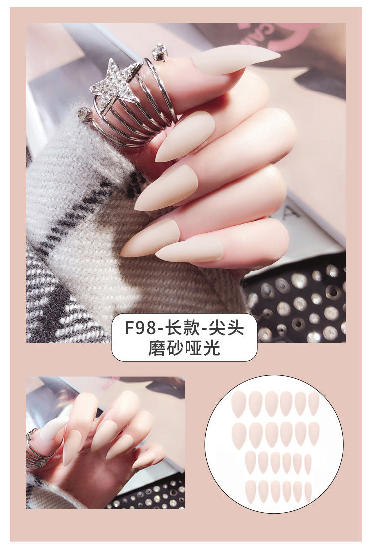 Fashion  nail Internet Celebrity Fake Nail Patch Wear Armor Finished Product Nail Tip Nail Stickers Disassembly Nail Patch Nail Stickers Solid Color Finger
