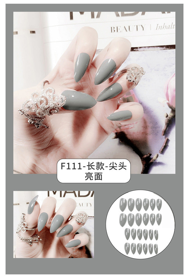 Fashion  nail Internet Celebrity Fake Nail Patch Wear Armor Finished Product Nail Tip Nail Stickers Disassembly Nail Patch Nail Stickers Solid Color Finger