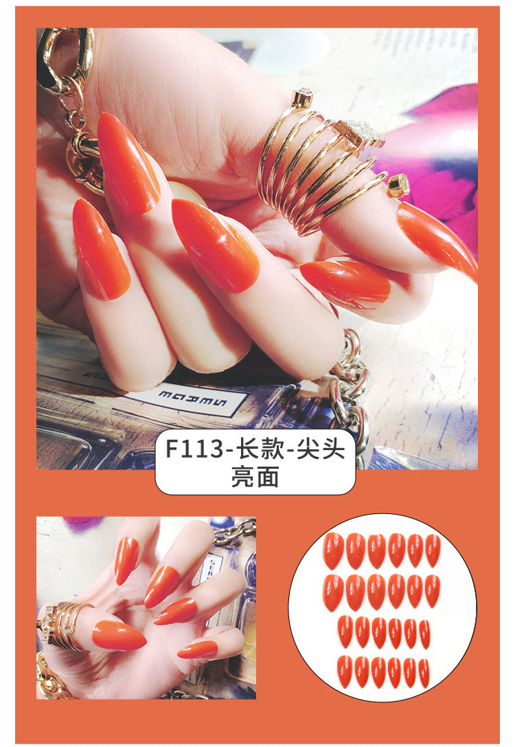 Fashion  nail Internet Celebrity Fake Nail Patch Wear Armor Finished Product Nail Tip Nail Stickers Disassembly Nail Patch Nail Stickers Solid Color Finger